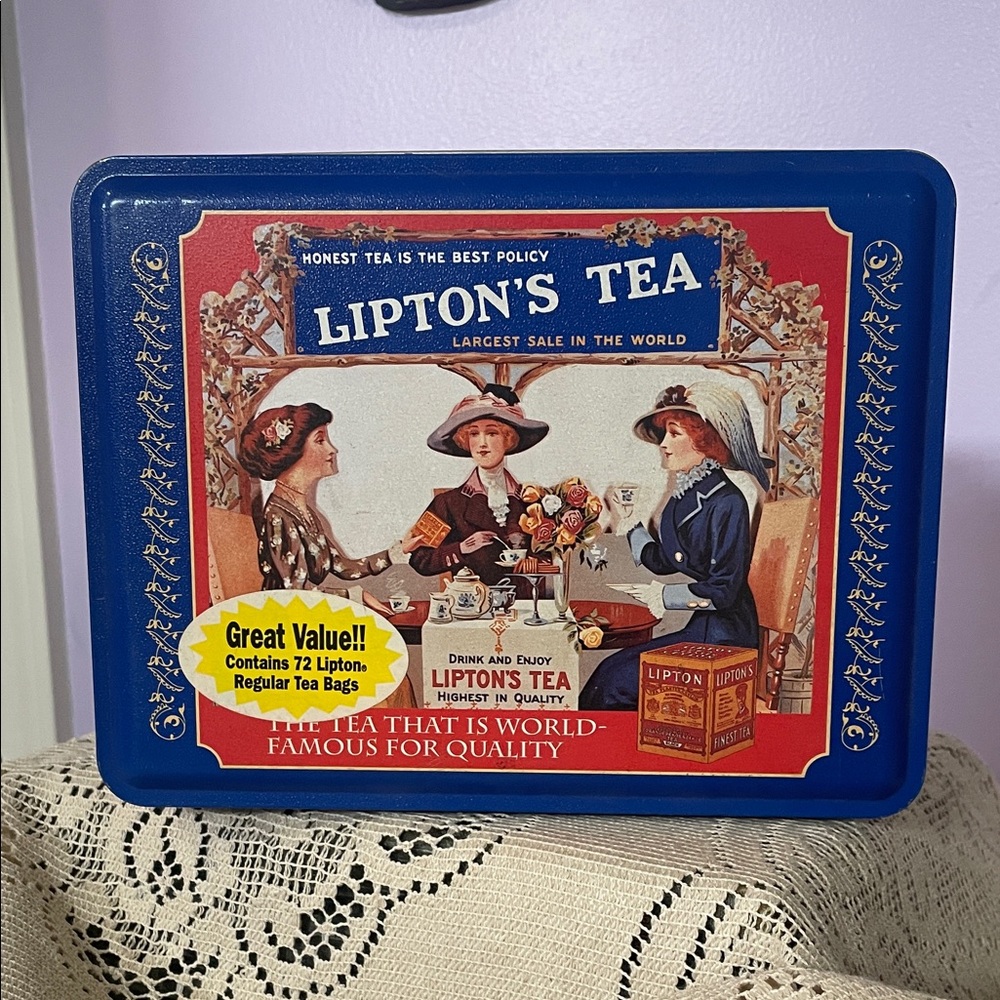 Lipton's Tea Vintage Style Decorative Tin - Blue & Red